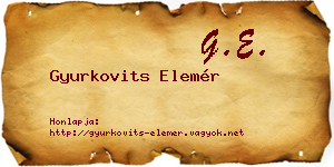 Gyurkovits Elemér névjegykártya